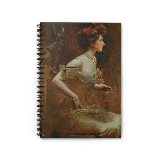 Victorian Portrait Notebook with Woman in Tan cover, great for journaling and planning, highlighting Victorian portraits of women in tan dresses.