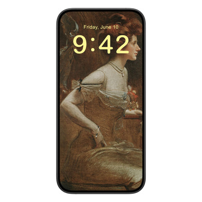 Victorian Portrait Phone Wallpaper Yellow Text