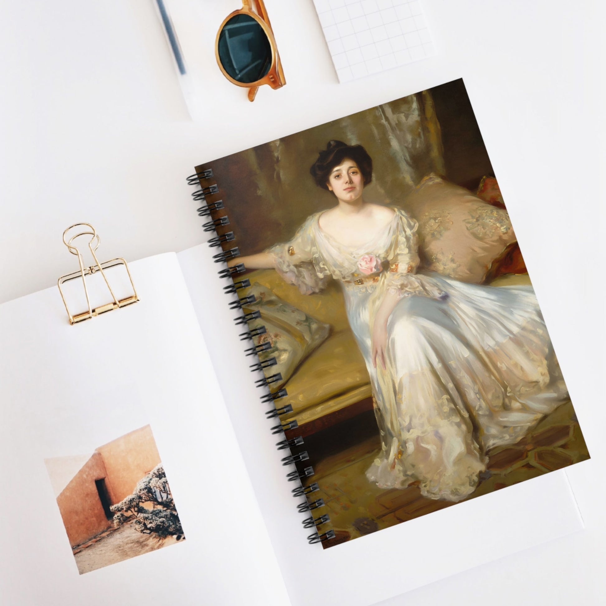 Victorian Portrait Spiral Notebook Displayed on Desk