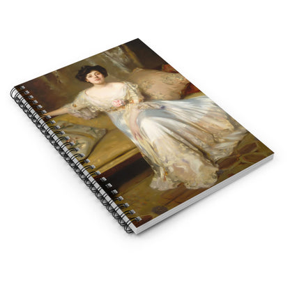 Victorian Portrait Spiral Notebook Laying Flat on White Surface