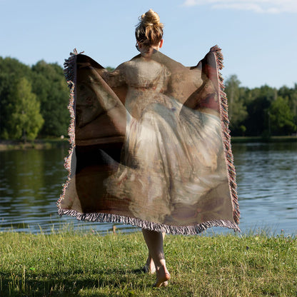 Victorian Portrait Held on a Woman's Back Outside