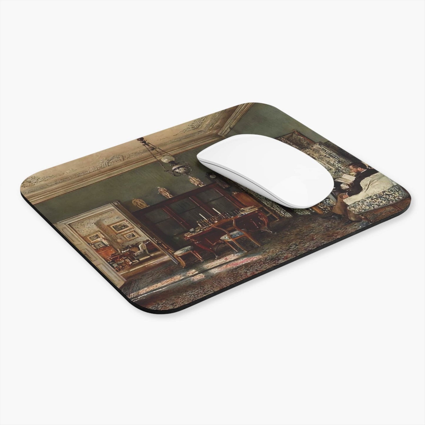 Victorian Room Aesthetic Computer Desk Mouse Pad With White Mouse