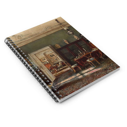 Victorian Room Aesthetic Spiral Notebook Laying Flat on White Surface