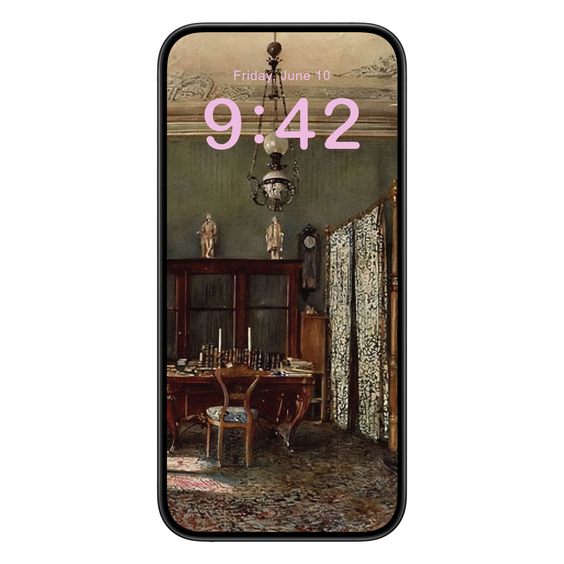 Victorian Room Aesthetic Phone Wallpaper Pink Text