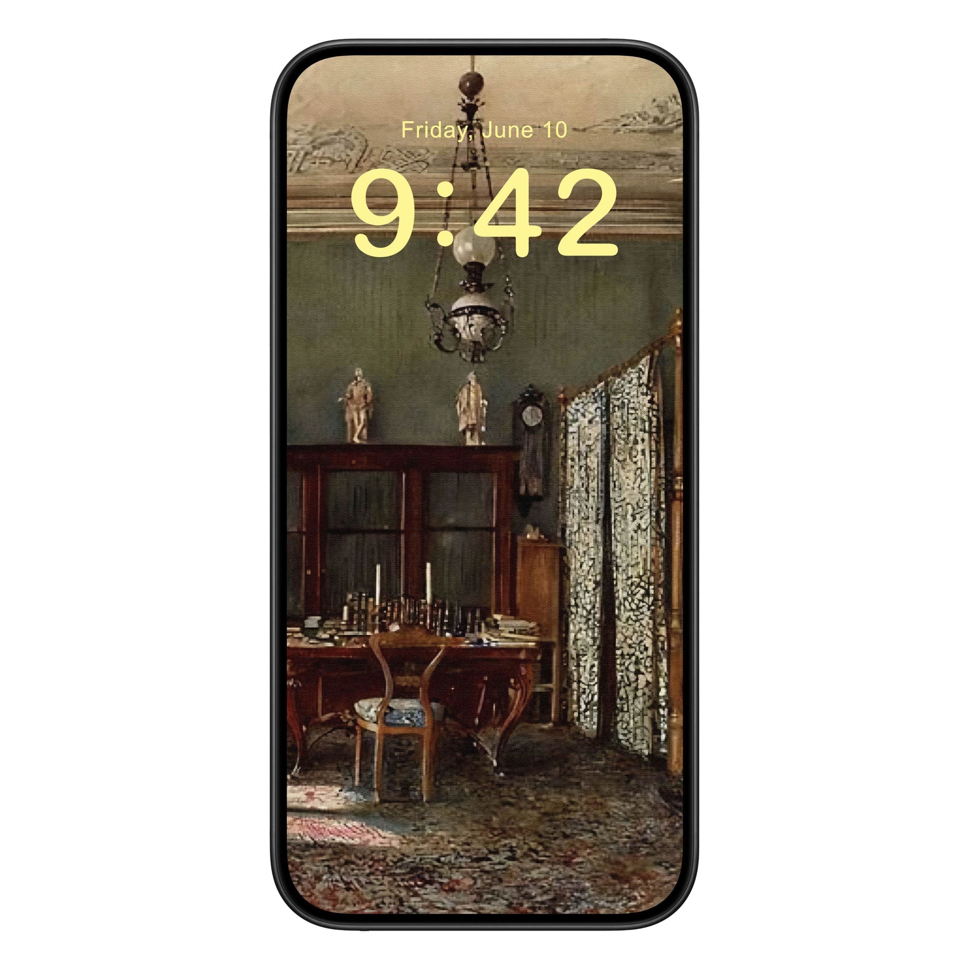 Victorian Room Aesthetic Phone Wallpaper Yellow Text