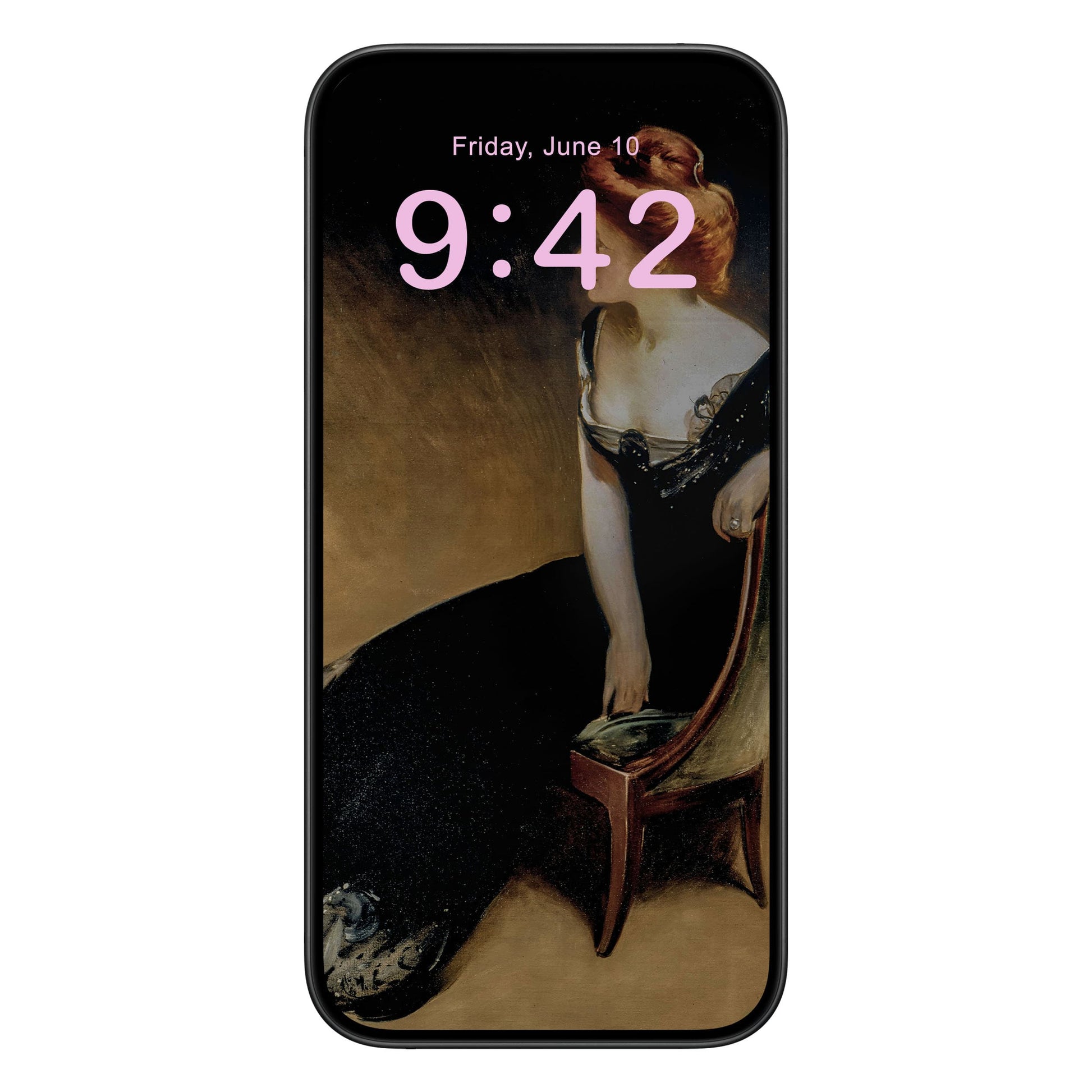 Victorian Woman Phone Wallpaper Pink Text