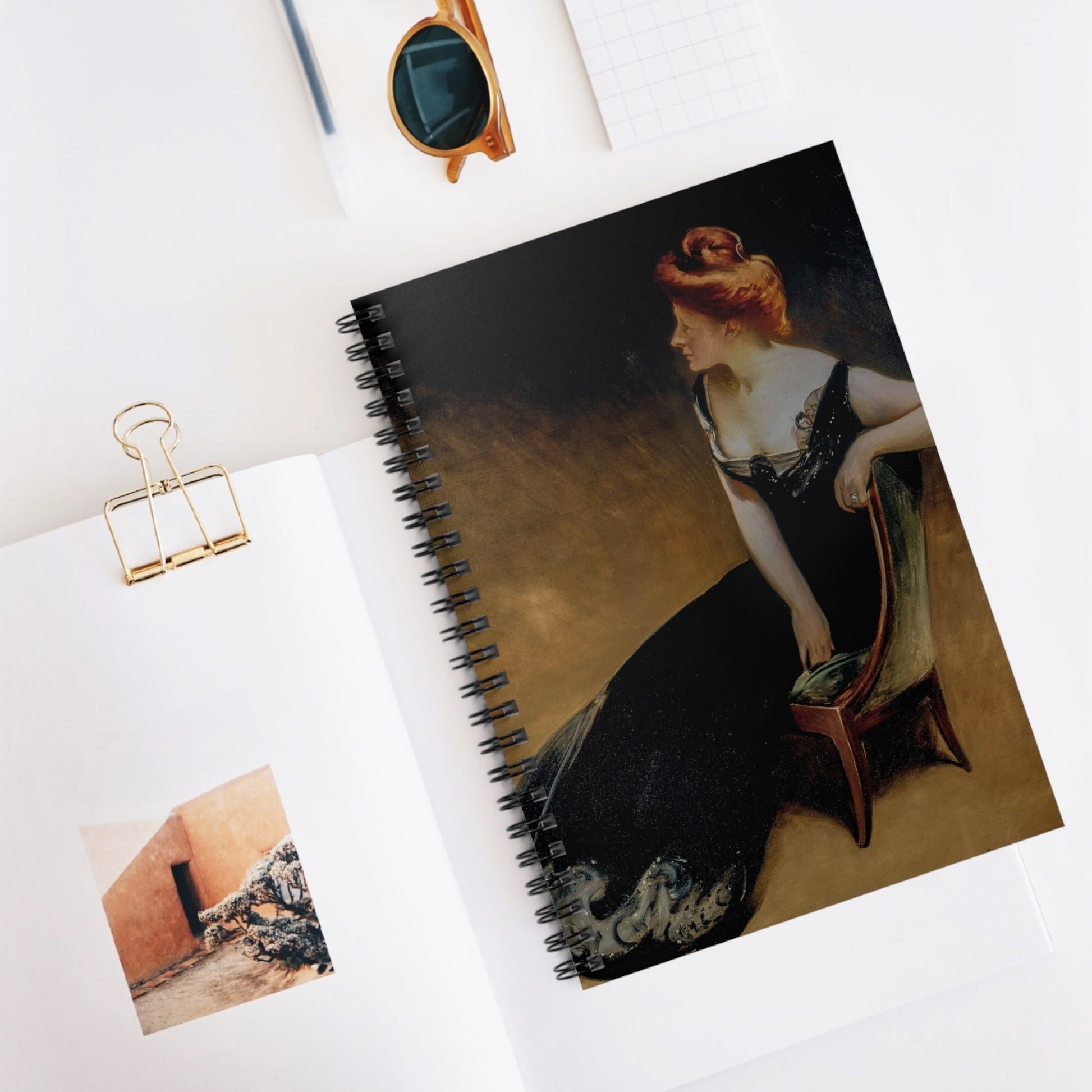 Victorian Woman Spiral Notebook Displayed on Desk