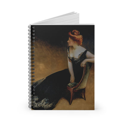 Victorian Woman Spiral Notebook Standing up on White Desk