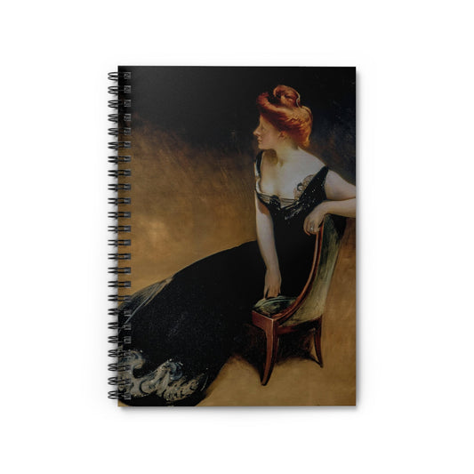 Victorian Woman Notebook with Lady in Black cover, perfect for journaling and planning, showcasing a Victorian woman in black attire.