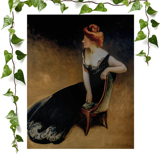 Victorian Woman art print lady in black vintage wall art
