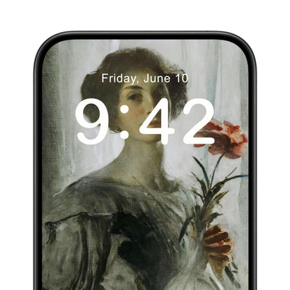 Victorian Woman with a Flower Phone Wallpaper Close Up