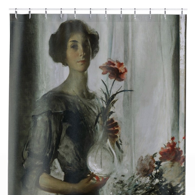 Victorian Woman with a Flower Shower Curtain Close Up, Victorian Shower Curtains