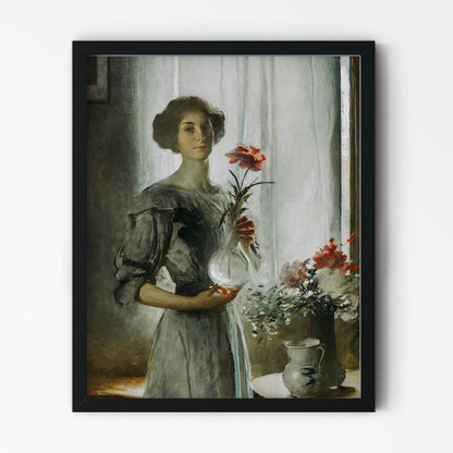 Impressionism Portrait Painting in Black Picture Frame