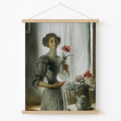 Impressionism Portrait Art Print in Wood Hanger Frame on Wall