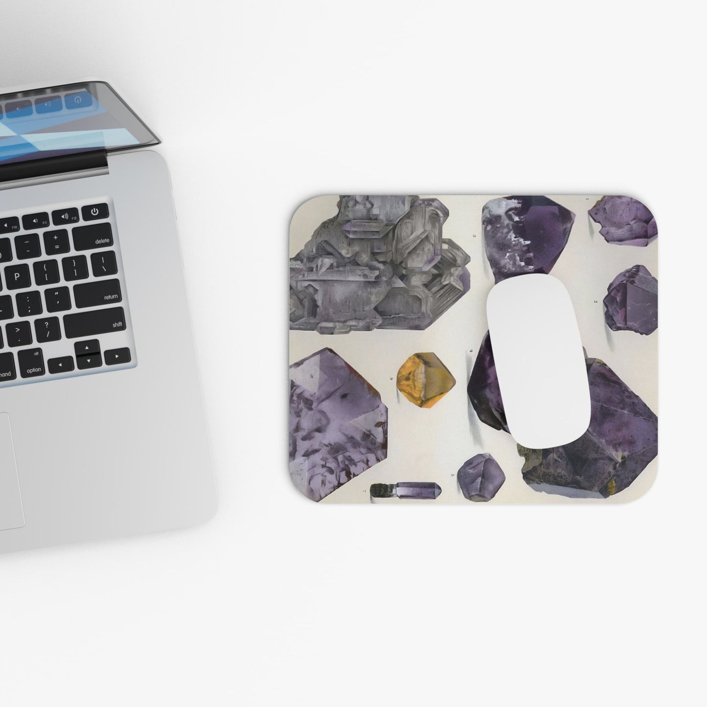 Vintage Amethyst Gemstones Design Laptop Mouse Pad with White Mouse