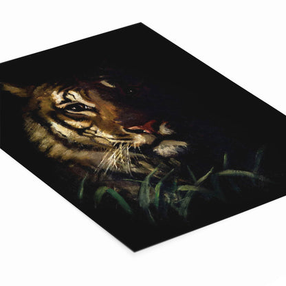 Dark Tiger Painting Laying Flat on a White Background