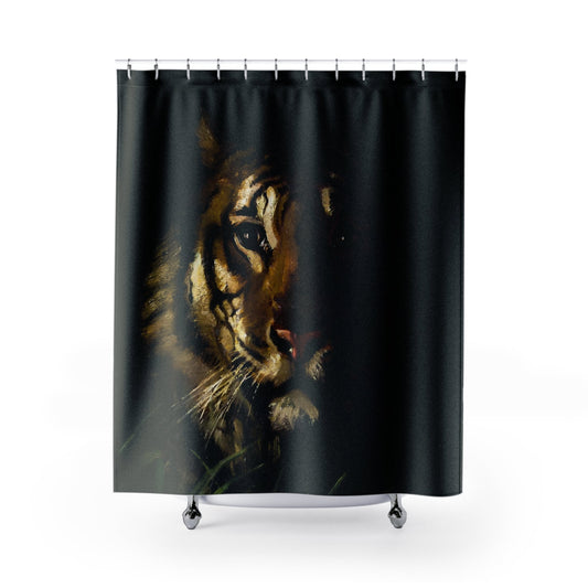 Vintage Animal Shower Curtain, Animal Shower Curtains, Dark Tiger Shower Curtain