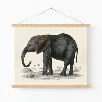 Cute Elephant Art Print in Wood Hanger Frame on Wall