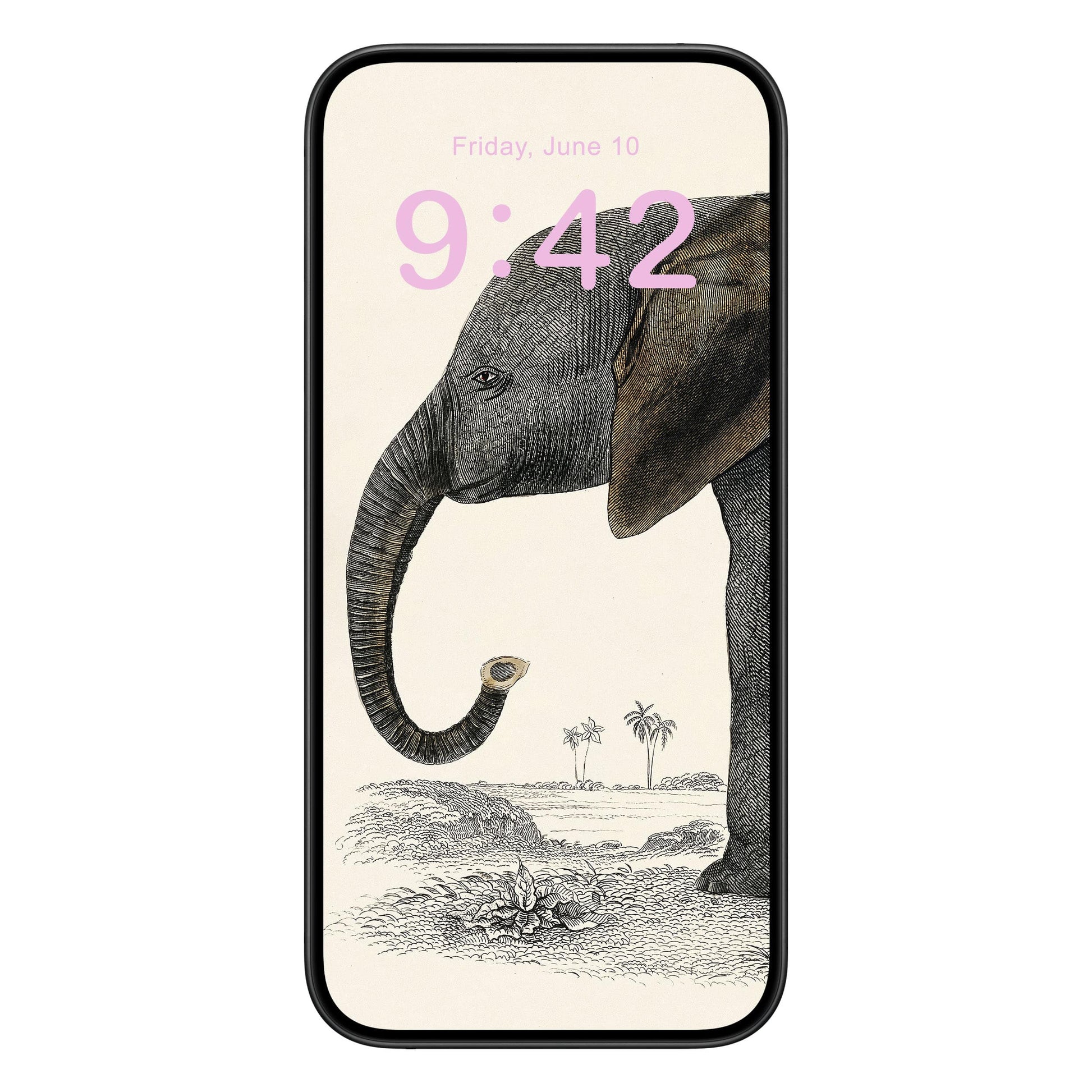Vintage Animals Phone Wallpaper Pink Text