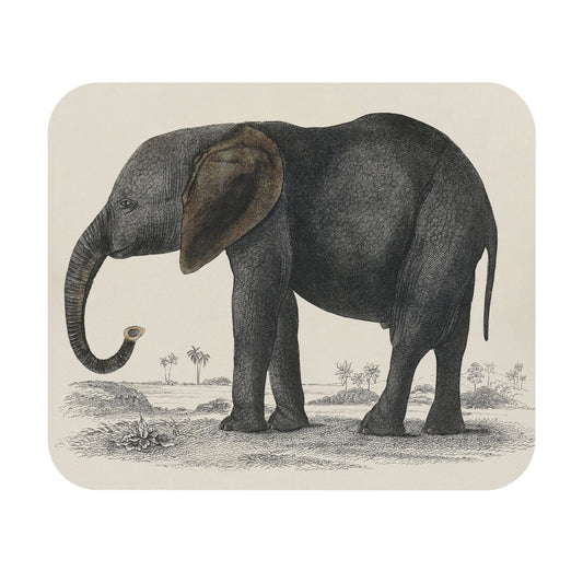 Vintage Animals Mouse Pad featuring a cute elephant design, adding charm to desk and office decor.