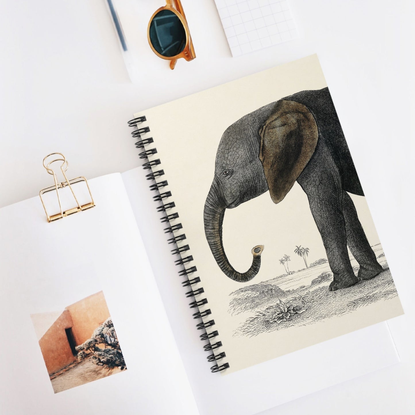 Vintage Animals Spiral Notebook Displayed on Desk