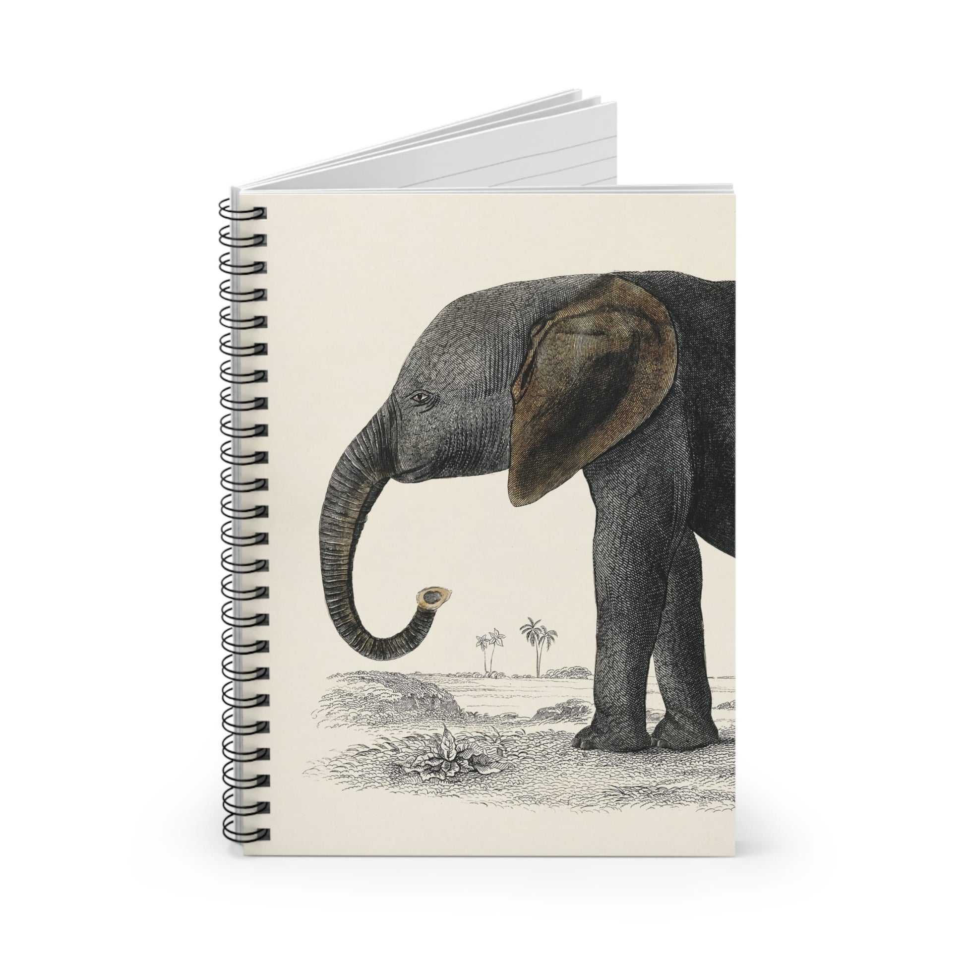 Vintage Animals Spiral Notebook Standing up on White Desk