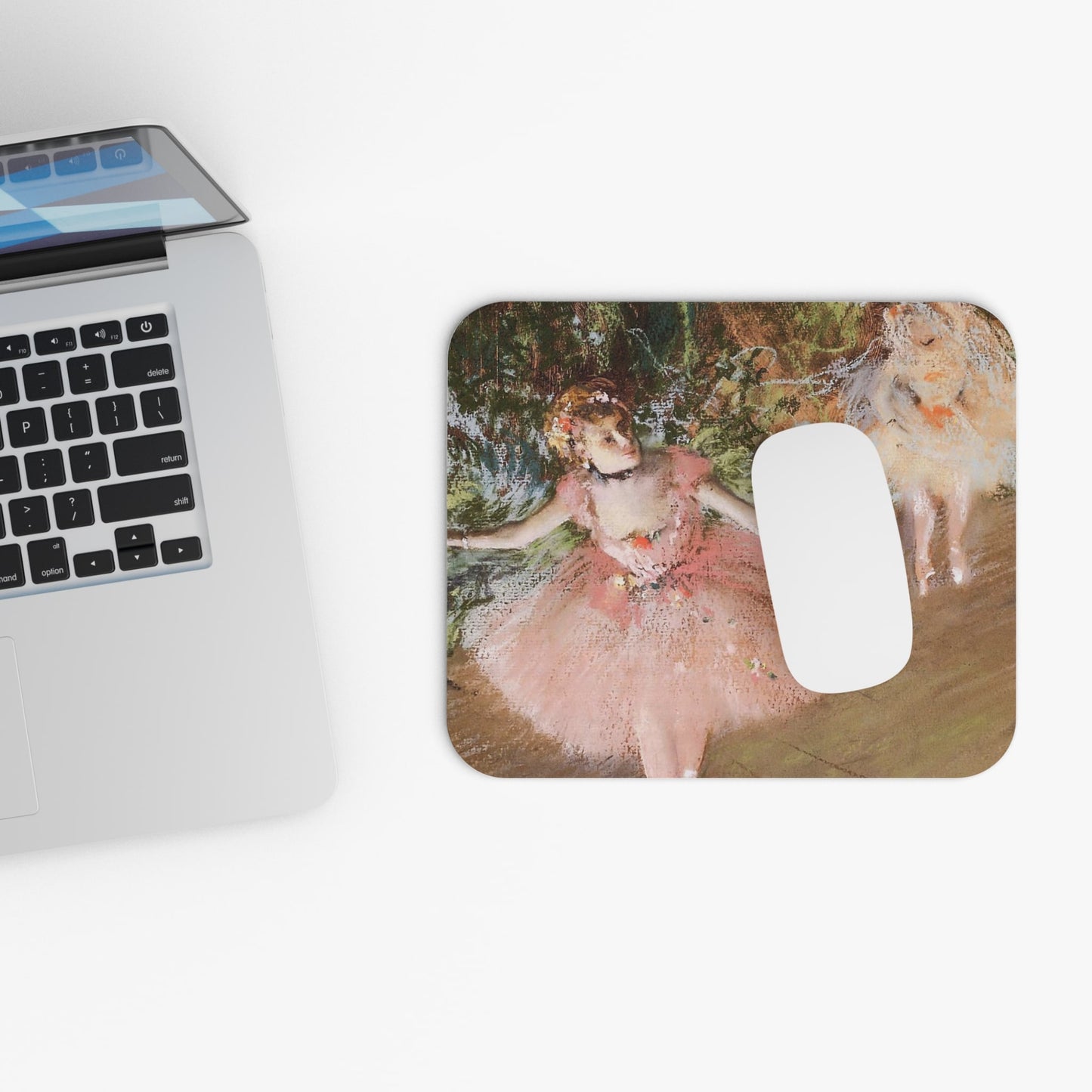 Vintage Ballerinas in Pink Design Laptop Mouse Pad with White Mouse