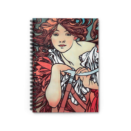 Art Nouveau Notebook with Alphonse Mucha cover, perfect for journaling and planning, featuring elegant Art Nouveau designs by Alphonse Mucha.