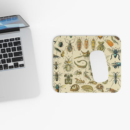 Vintage Bugs and Insects Design Laptop Mouse Pad with White Mouse