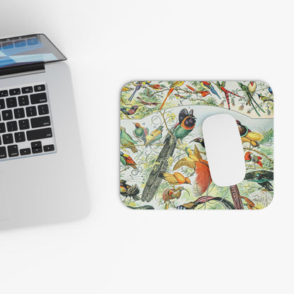 Vintage Collection of Birds Design Laptop Mouse Pad with White Mouse