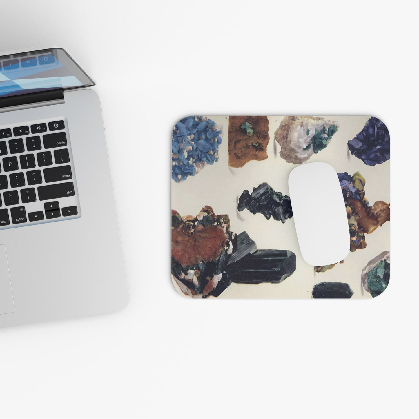 Vintage Colorful Gemstone Design Laptop Mouse Pad with White Mouse