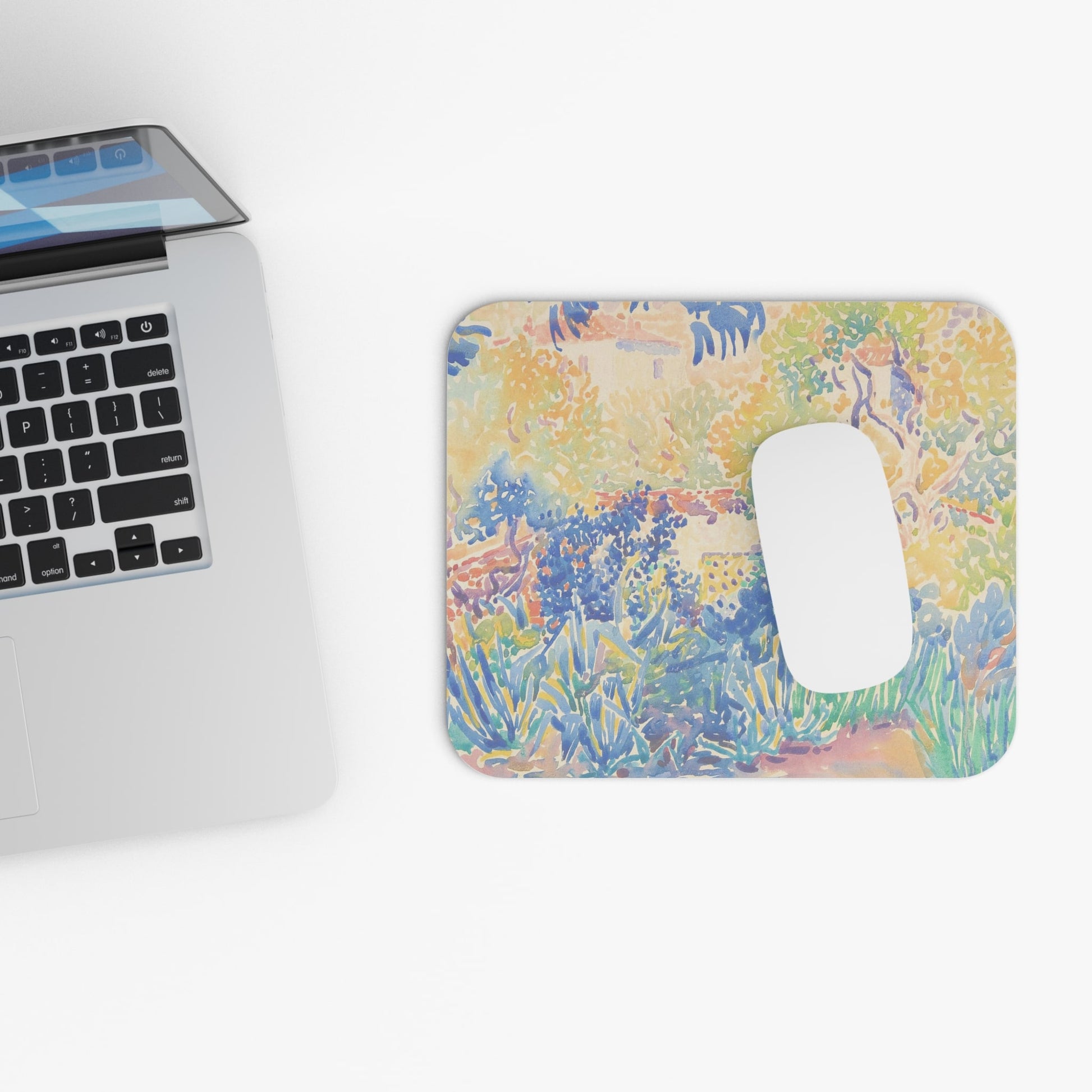 Vintage Colorful Nature Design Laptop Mouse Pad with White Mouse