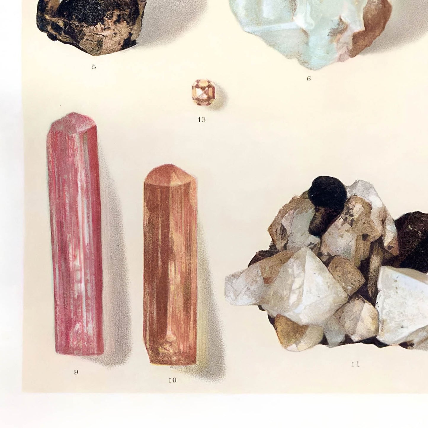 Vintage Crystals and Gemstones Art Print Close Up Detail Shot