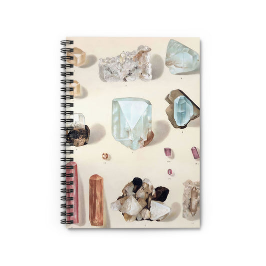 Crystals and Gemstones Notebook with diamonds and gems cover, ideal for journals and planners, showcasing beautiful crystal and gemstone illustrations.