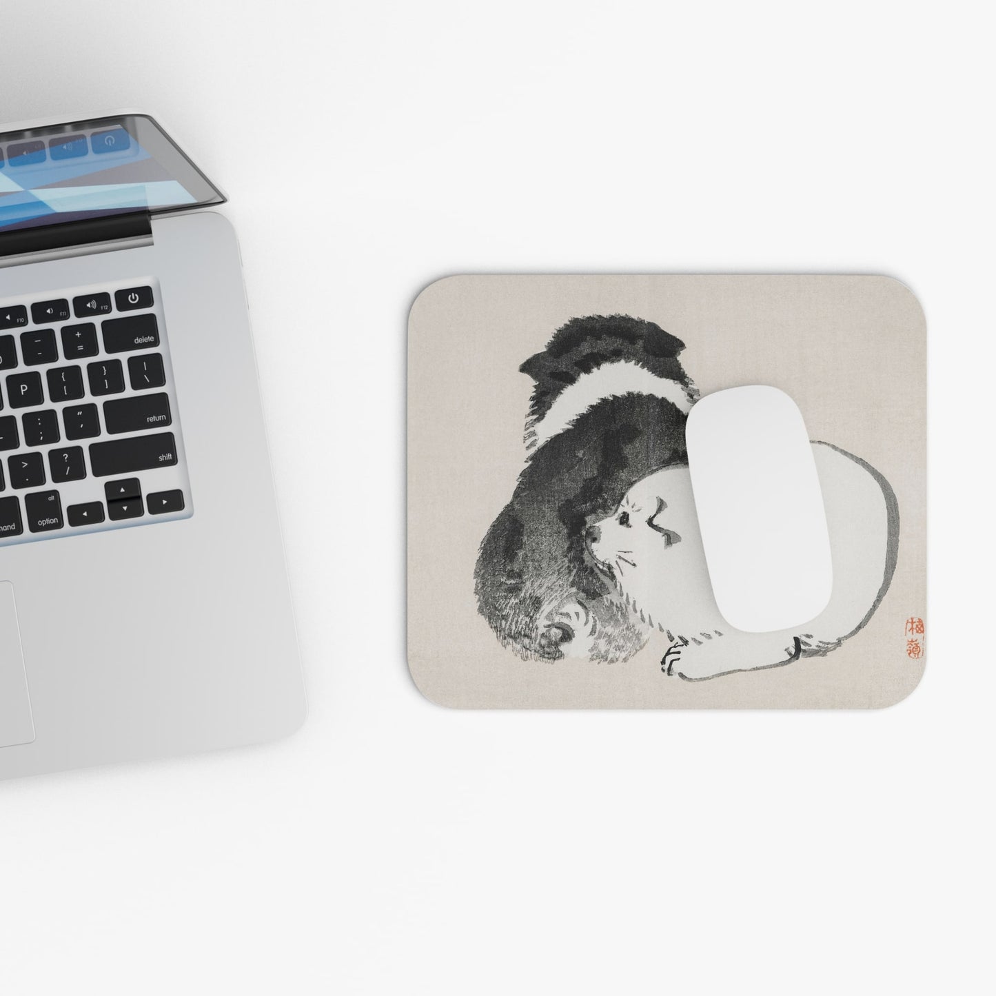 Vintage Cute Baby Animals Design Laptop Mouse Pad with White Mouse