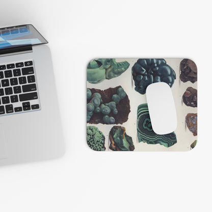 Vintage Dark Rocks and Jade Design Laptop Mouse Pad with White Mouse