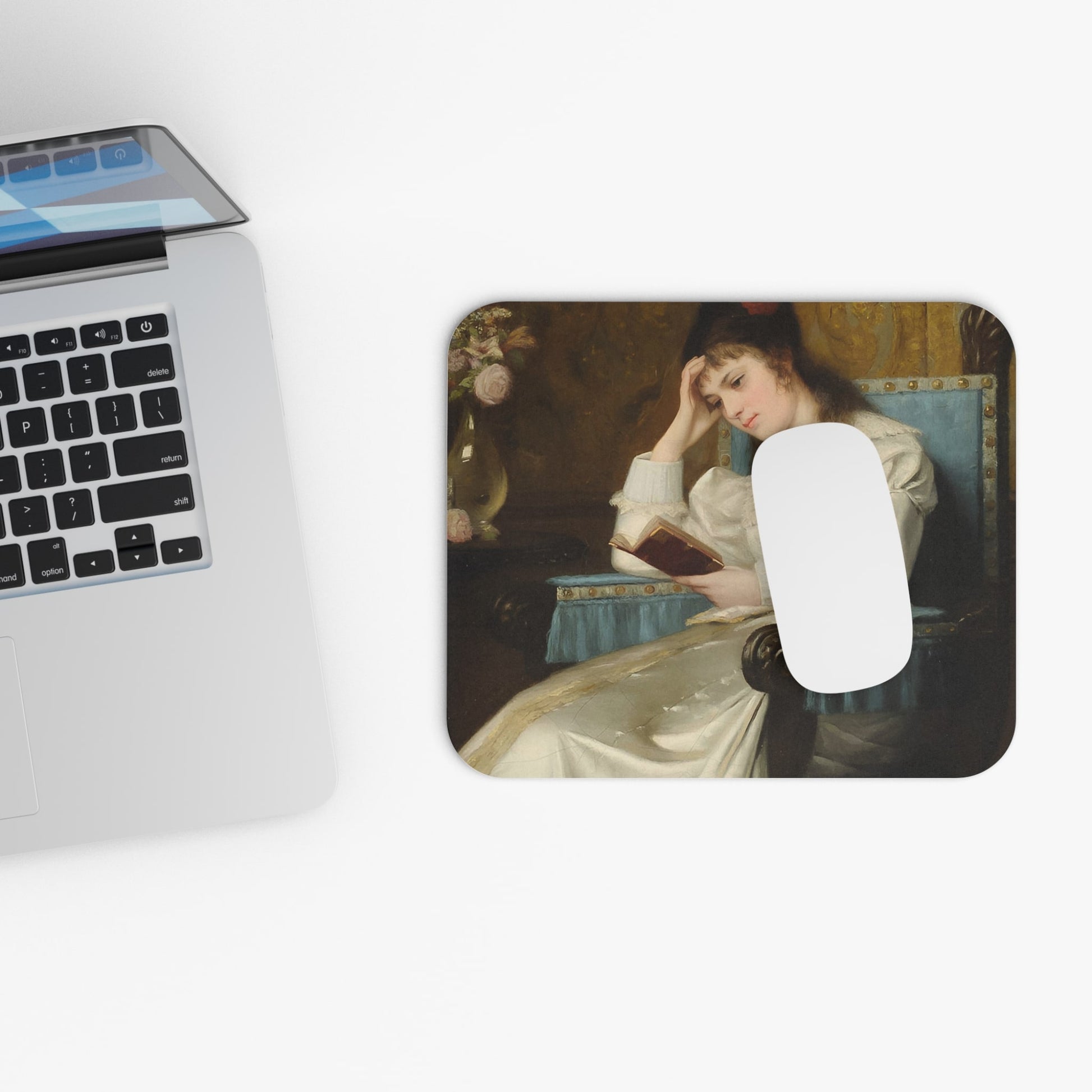 Vintage Deep Read Design Laptop Mouse Pad with White Mouse