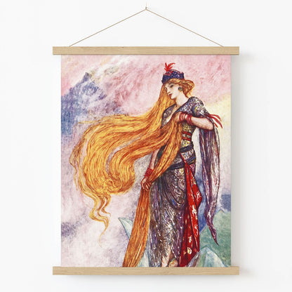 The Story of Rapunzel Art Print in Wood Hanger Frame on Wall