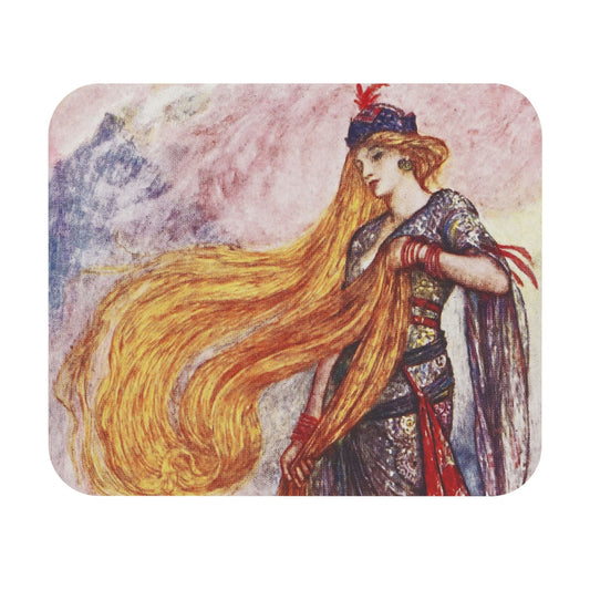 Art Nouveau Mouse Pad featuring the story of Rapunzel design, perfect for desk and office decor.