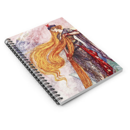 Vintage Fairy Tale Spiral Notebook Laying Flat on White Surface