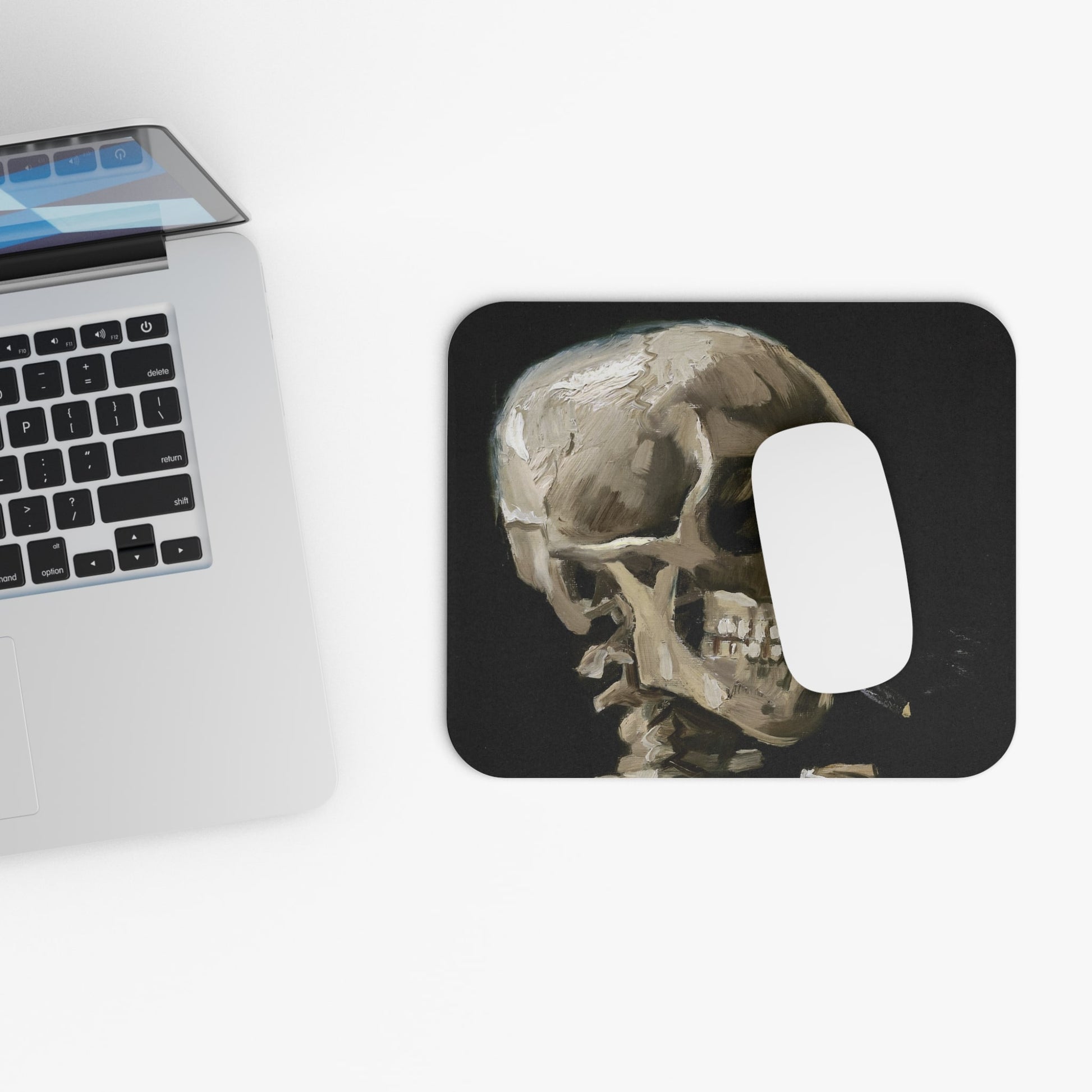 Vintage Famous Skull Design Laptop Mouse Pad with White Mouse