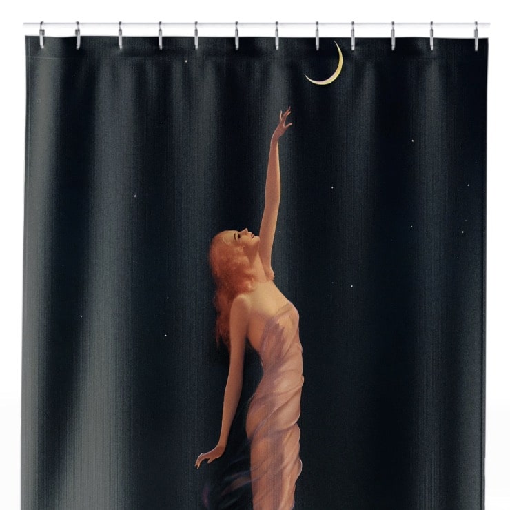 Vintage Fantasy Shower Curtain Close Up, Art Nouveau Shower Curtains