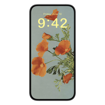 Vintage Floral Phone Wallpaper Yellow Text