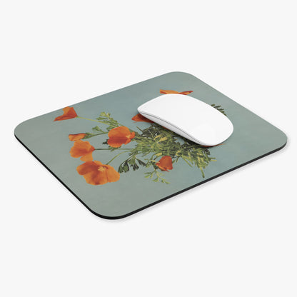 Vintage Floral Computer Desk Mouse Pad With White Mouse