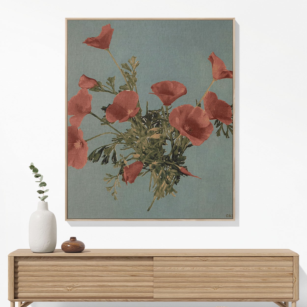 Vintage Floral Woven Blanket Woven Blanket Hanging on a Wall as Framed Wall Art