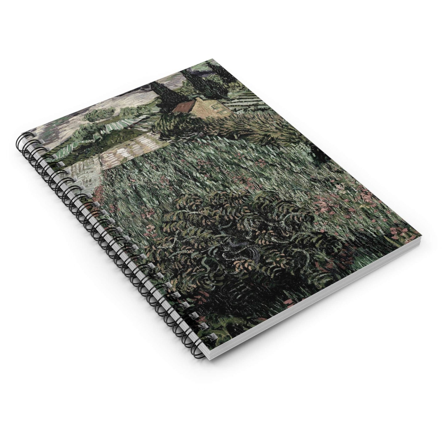 Vintage Landscape Spiral Notebook Laying Flat on White Surface