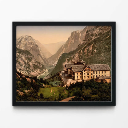 Mountains and River Picture in Black Picture Frame