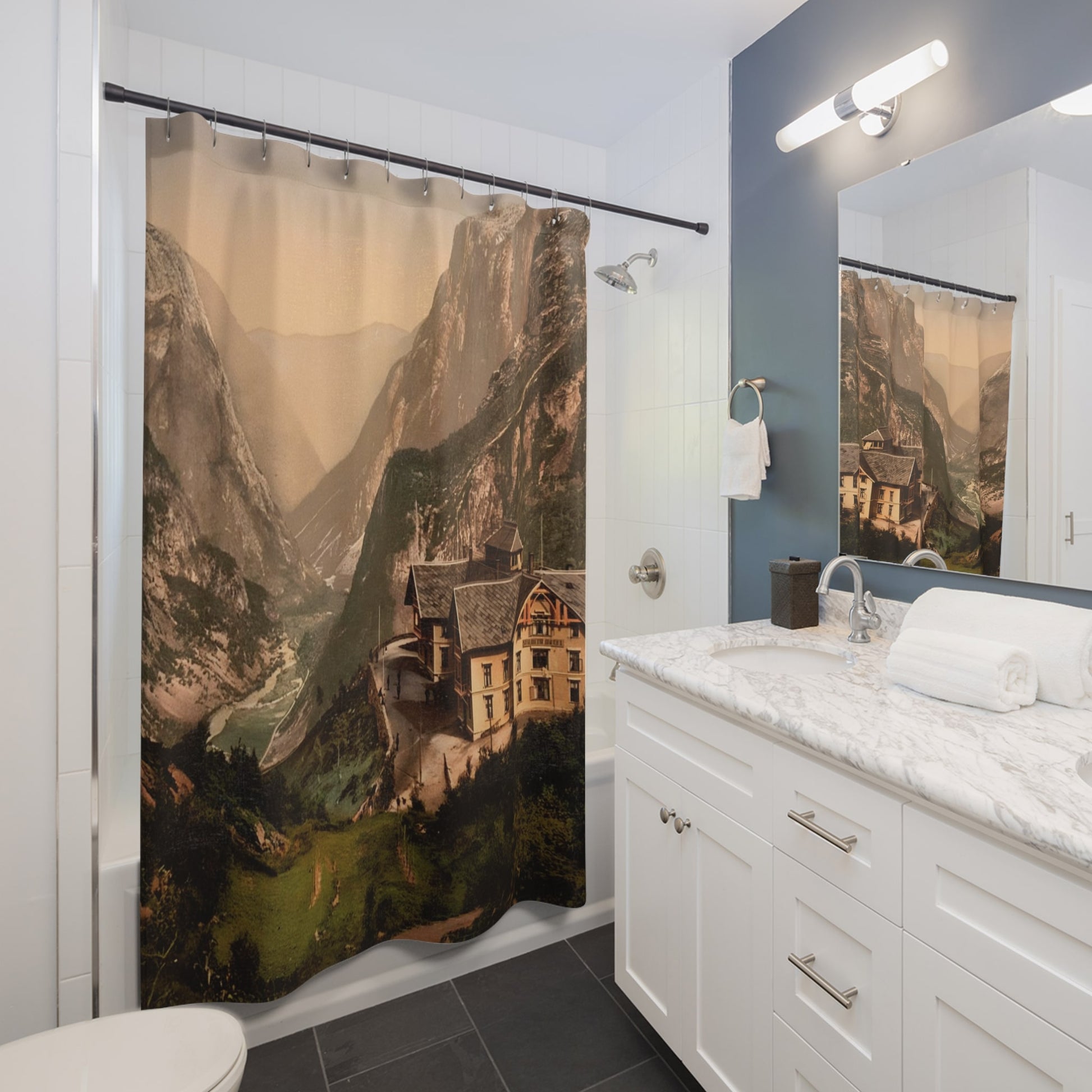 Vintage Mountain Hotel Shower Curtain Best Bathroom Decorating Ideas for Landscapes Decor