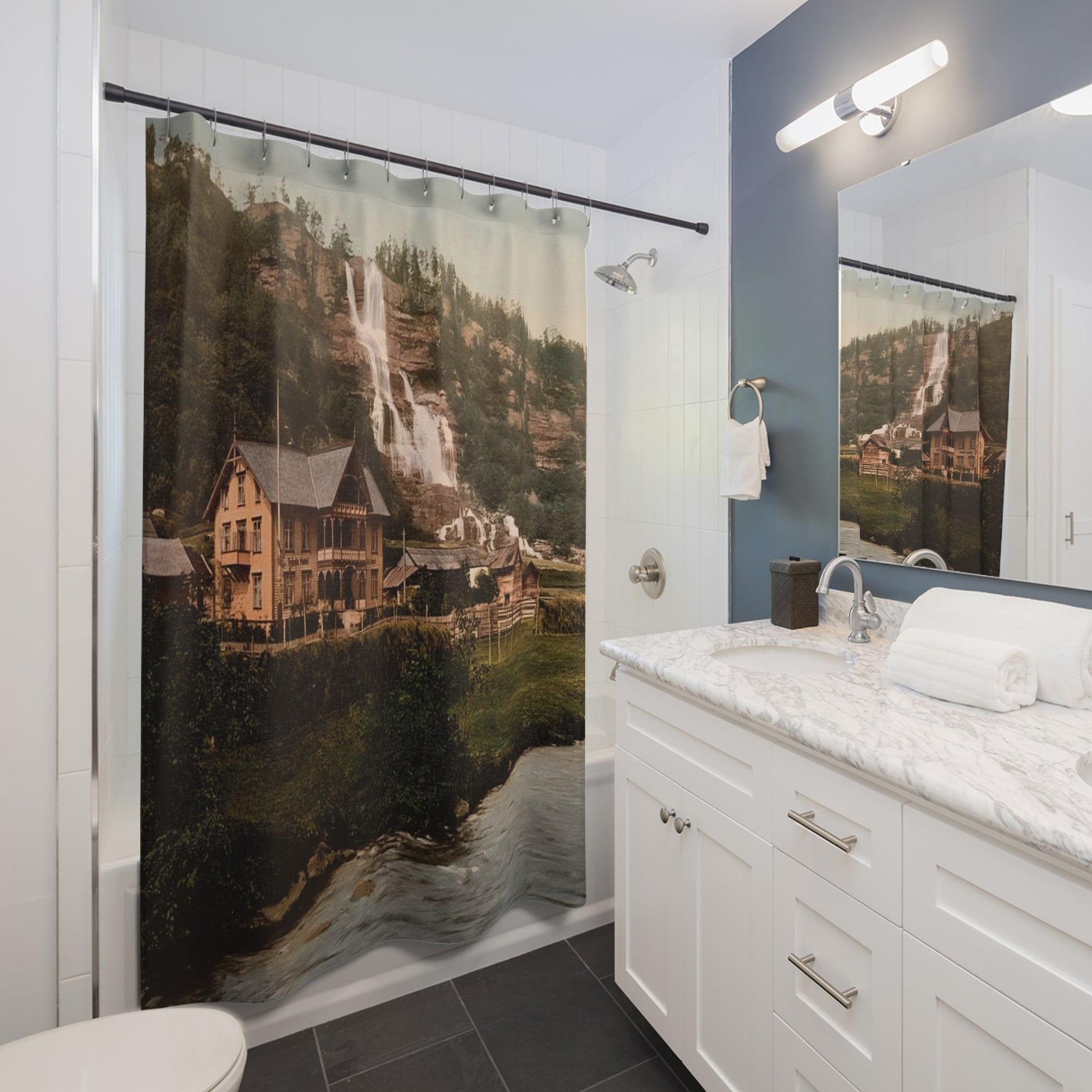 Vintage Mountain River Shower Curtain Best Bathroom Decorating Ideas for Landscapes Decor
