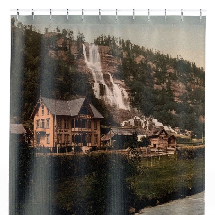 Vintage Mountain River Shower Curtain Close Up, Landscapes Shower Curtains